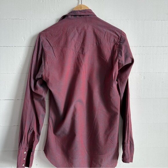 Vintage Kmart Western Shirt small Red Blue pearl snap - Picture 7 of 15